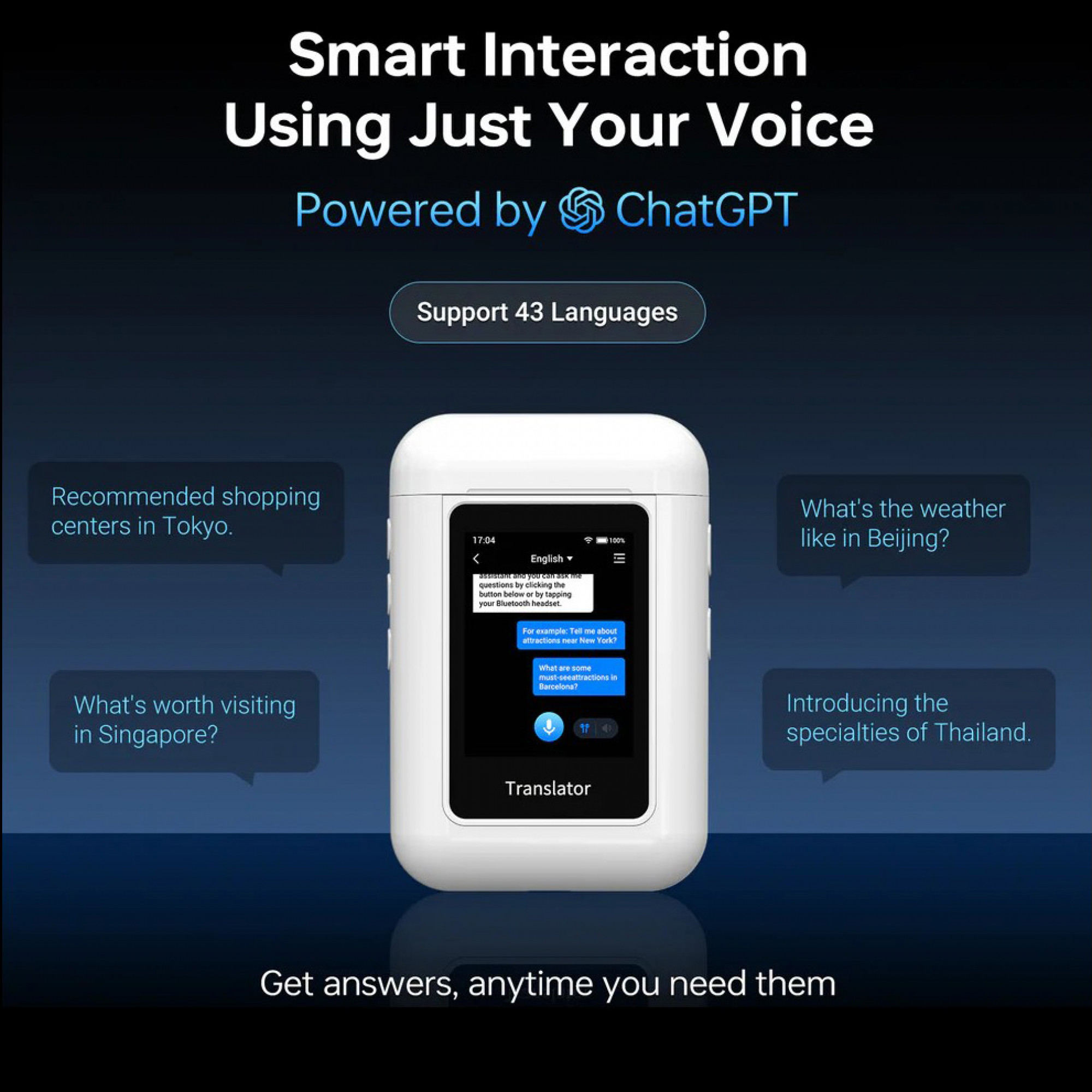 Наушники-переводчики со встроенным ChatGPT -  ANFIER A8 AI Translator Earbuds